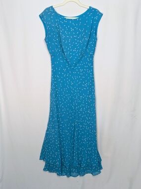 Vintage 100% Silk Chadwicks Floral Midi Dress 14 Cottagecore Fairy